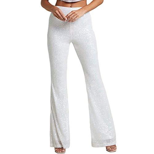Muineobuka Women's Pink Modern Flared Sequined Palazzo Pants