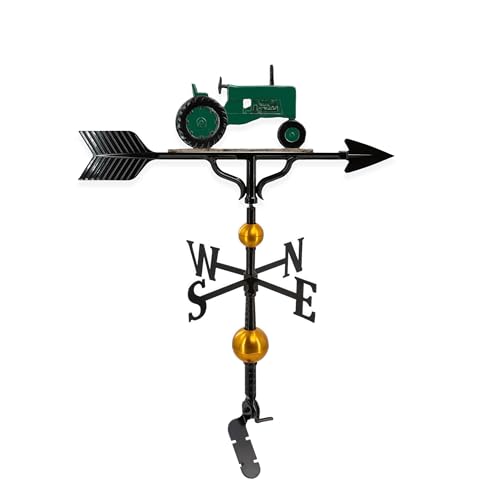 Montague Metal Products 32-Inch Deluxe Weathervane with Green Tractor Ornament