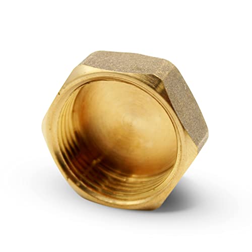 DOJA Barcelona | Tapon Obturador Hembra | Rosca Interna | Tapa Ciega Hexagonal 1 1/2’’ | Laton | Tapones para Tubos Desague Lavabo, Radiadores, Agua con Gas, Llaves de Tubo, Grifo Jardin, Tuberia