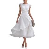 Abendkleider Elegant Für Hochzeit Lang Chiffon Kleid Hochzeitsgast Damen Sommer Midi Festliche Kleider Damen A Linie Tailliert Abschlusskleid Ärmellos Chiffonkleid Festlich Ballkleider Cocktail