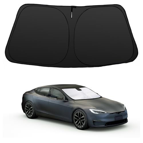Image of Windshield Sun Shade for 2012-2026 Tesla Model S | Foldable, Full covered for windshield, Block UV Rays, Heat Reduction, Easy to install, Keeps Car Cooler