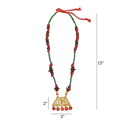 Image of AAKRITI ART CREATIONS Royal Empress Handcrafted Tribal Dhokra Necklace & Choker Collection | Artisan Ethnic Brass Jewelry with Oval & Square Designs, Amulet & Talisman Styles for Women