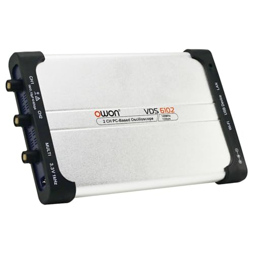 OWON VDS6102A 2ch PCベース オシロスコープ 100MHz 信号発生器 付き USB 1GS/s 最大14ビット最大電圧 40V レコード長 10M FFT TypeーC LAN SCPIコマンド 薄型 軽量 コンパクト 小型 持ち運び【