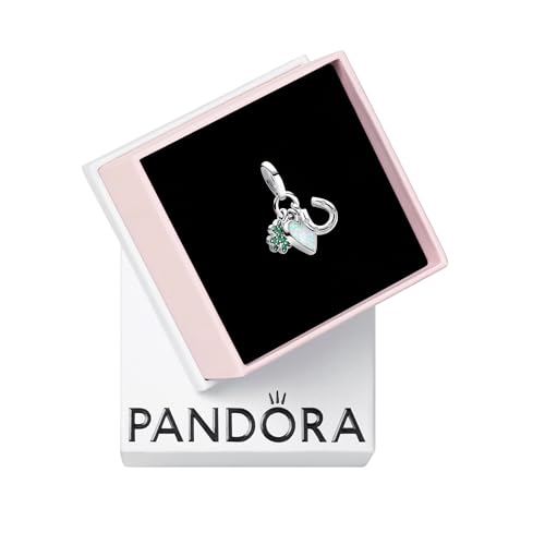 PANDORA Four Leaf Clover, Heart & Horseshoe Triple Dangle Charm - Compatible with PANDORA ME & Moments - Gift for Her - Sterling Silver with Cubic Zirconia & Green Opal - With Gift Box