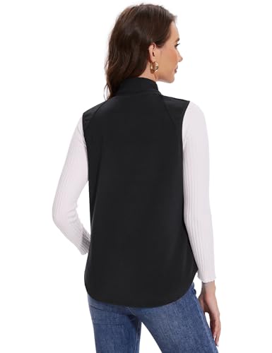 MAGCOMSEN Women's Fleece Vest with Zipper Pockets Zip Up Sleeveless Jackets Lightweight Soft Warm Polar Vest Outerwear3