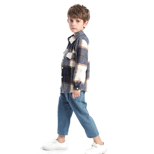 Sobrisah Toddler Big Boys Plaid Button-Down Jackets Kids Flannel Checked Tartan Tops Fall Winter Outcoats4