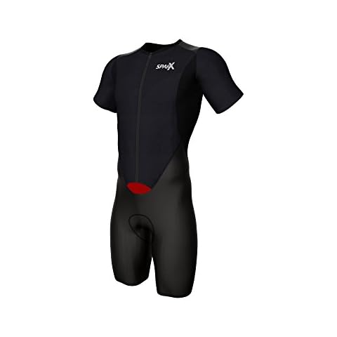 Sparx Short Sleeve Aero Compression Triathlon Suit Tri Suit Soft Chamois Skinsuit Team Tri Suit Swim Bike Run Cover
