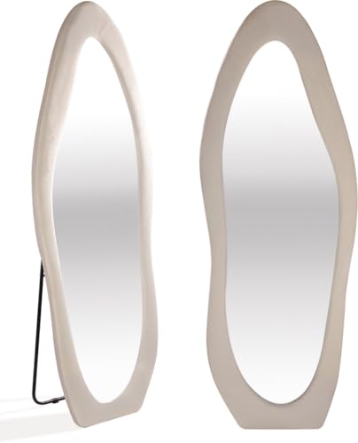 SensaHome Gepolsterter Standspiegel in Form – Ganzkörperspiegel Wildledersamt – 60 x 160 –...