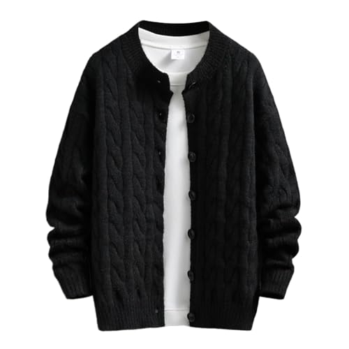 Jersey hombre cardigan con botones suéter elegante ajustado color liso manga larga de punto informal
