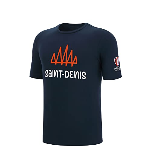 Macron T-Shirt Rugby Saint-Denis Bleu Édition Coupe du Monde Maille Ultra Résistante