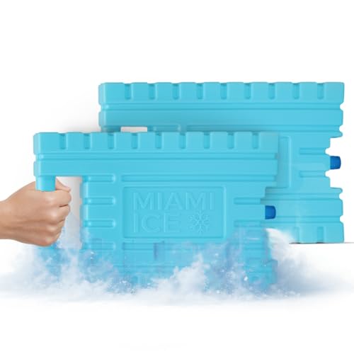 Miami Ice Large Ice Packs for Coolers - Replace 14lbs of Ice with These Reusable Long Lasting Ice Blocks - XL Freezer Packs, Cooler Accessories