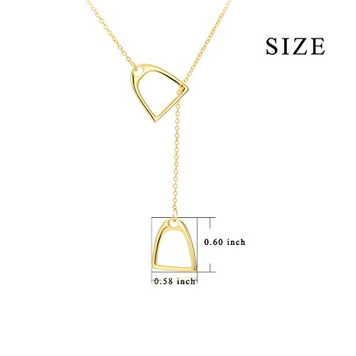 Yfn Horse Gift Jewelry 925 Sterling Silver Simple Double Horse Strirrup Lariat Necklace Horse Gift For Women Girls #TOP2