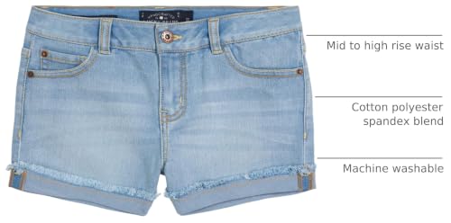Image of Lucky Brand Girls' Cuffed Jean Shorts, Stretch Denim with 5 Pockets, Mid to High Rise Waist