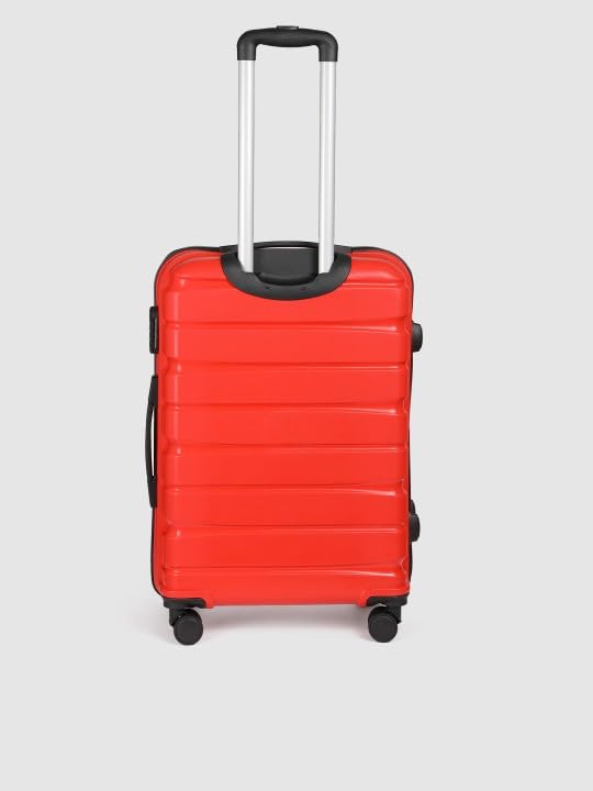 Image of Teakwood Small-Medium Cabin Size 8 Wheels Trolley Bag, Hard Cabin with Zipper Closure, Adjustable Push Button & Cross Side Strap, TSA Lock System 360 Degree (Set of 2, Red)