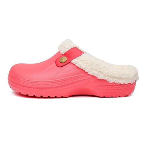 Women Men Fleece Lined Clogs Cozy Warm Fuzzy Indoor Outdoor Shoes Waterproof Slippers Winter Garden Shoes Non-Slip Slippers for Home Yard Winter Walks3