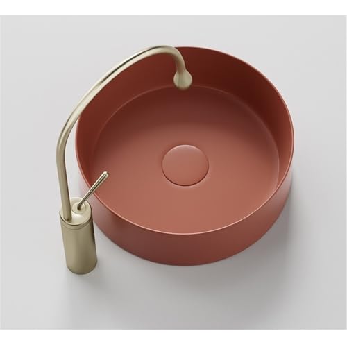 Lavabo de cerámica redondo解决baño pequeño sobre encimera 45x15 cm 6