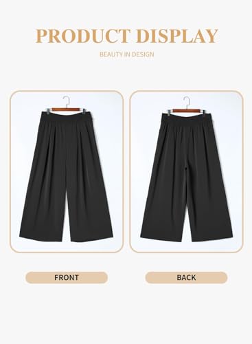 Eytino Women Plus Size Wide Leg Pants Casual Loose Smocked High Waisted Lounge Pajama Palazzo Pants(1X-5X)4