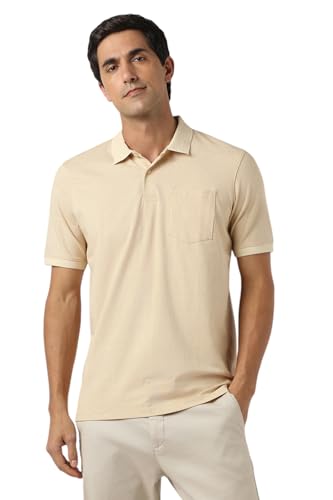 Image of Peter England Men's Cotton Maze Geometric Print Polo T-Shirt - Casual Wear | Modern & Stylish