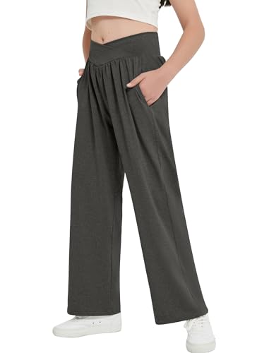 Image of EXARUS 3 Pack Girls Wide Leg Pants Baggy /Tapered Loose Casual Summer | Teen Flowy Tween Beach School Vacation Trousers Youth Junior Preteen Bottoms Lightweight Soft Kids 6-14Y