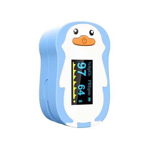 Pulse Oximeter for Kids, Vibeat Fingertip Blood Oxygen Meter with Smart Reminder for Childrens, Infant, Toddlers, Oximeter Finger with Pulse, Heart Rate Monitor for Children, Batteries & Lanyard Included, FSA/HSA Eligible, Blue Cover