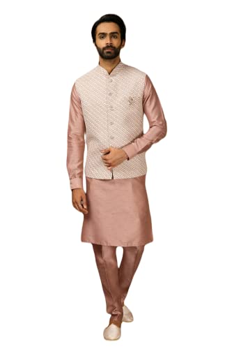 Indian Royal Designer Traditional Wedding Groom Outfit Kurta Pyjama With Nehru Jacket Set for Men