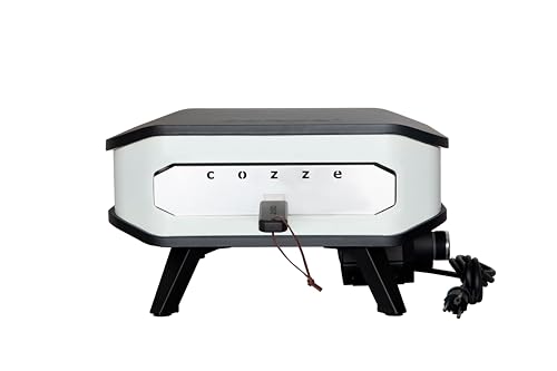 Miniatura 2 de Cozze® Horno para pizza eléctrico de 13" con tapa frontal | 2200W | Control digital de temperatura | Piedra para pizza 34x34 cm | Exterior IPX4 | Blanco y negro