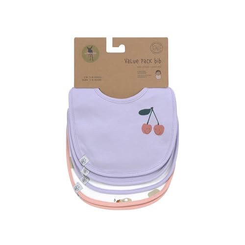 LÄSSIG Baby Kleinkind Lätzchen Set (5 St.) Klettverschluss Baumwolle wasserdicht/Value Pack Bib Happy Fruits Cherry – Ansicht 4