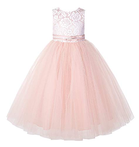 ekidsbridal Lace Tulle Tutu Junior Flower Girl Dress Formal Ceremonial Gown Reception 1882
