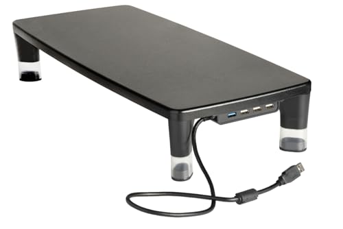 3M Adjustable Monitor Stand with 4-Port USB Hub, Black, Great for Computer Monitors, Laptops, TVs, Speakers, Printers and More
