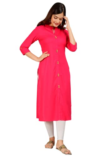 Image of NEW4U Women's Solid Rayon Straight Kurta