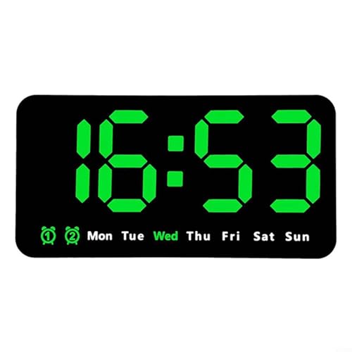 Reloj electrónico digital rectangular LED multifunción, reloj de pared digital grande con pantalla de temperatura (verde)