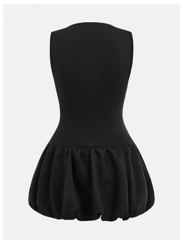 MakeMeChic Girl's Mock Neck Bubble Dress Sleeveless Ruffle Y2K Tank Mini Dresses2