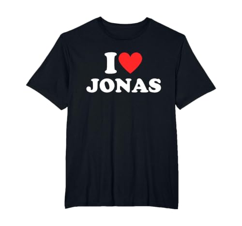I Heart (Love) Jonas Personalized First Name Jonas Groovy T-Shirt, Men's Big and Tall, Black, 3X Tall