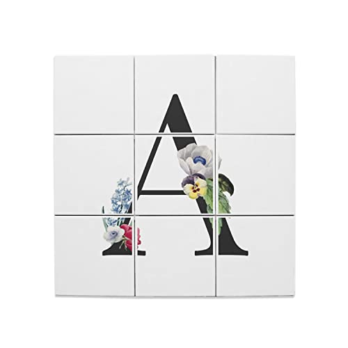 Carreaux céramique décoratif 45,6 x 45,6 cm prénom alphabet et fleurs
