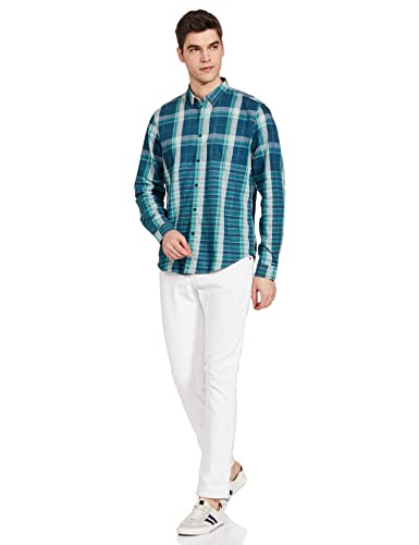 Image of blackberrys Men Slim Fit Urban Teal Green Shirt (Size : 46)