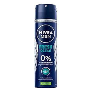 NIVEA MEN Fresh Ocean Deo Spray (150 ml), Deo ohne Aluminium (ACH) mit 48h Schutz, Deodorant mit NIVEA MEN Pflegekomplex und antibakteriellen Wirkstoffen
