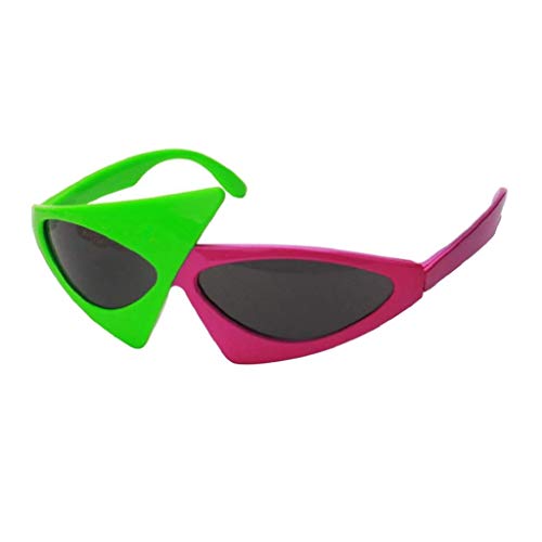 BALLVIC Lunettes de soleil fantaisie asymétriques en forme de triangle vert et rose pour femme, homme, enfant Cover