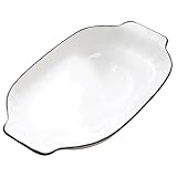 Hoement Plato de Cerámica con Asas Dobles Resistente al Calor para Pescado Frutas y Ensaladas para Microondas Horno y Lavavajillas para Uso Diario y Reuniones Familiares