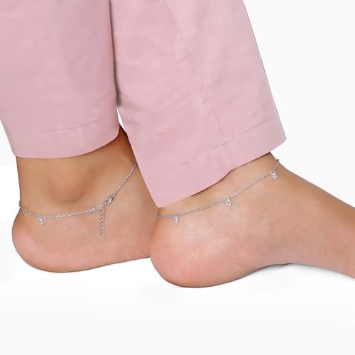 Image of GIVA 925 Silver Star Charmed Anklet,Single | Anklets for Women and Girls | With Certificate of Authenticity and 925 Stamp | 6 Months Warranty