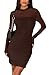WIHOLL Women's Mesh Sheer Long Sleeve Ruched Mini Dress Fall Sexy Bodycon Little Short Mock Neck New Years Eve Cocktail Party Club Dresses 2025 Fall Outfits Plus Size Brown XL