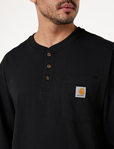 Carhartt Men's Loose Fit Heavyweight Long-Sleeve Pocket Henley T-Shirt, Black, Large #TOP6