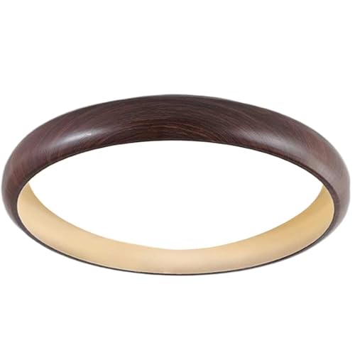 Plafonnier rond bois noyer et acrylique trois modes pour éclairage de chambre et salon