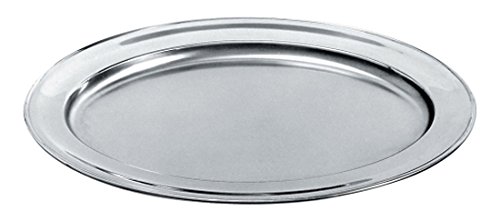 Alessi E 110/60 Piatto da Portata Ovale in Acciaio Satinato con Bordo Lucido