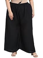 Style Prezone Women Plus Size Solid Plain Palazzo Trouser Special for 5 XL to 10 XL Free Size (Black)