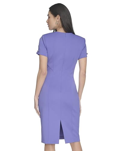 Image of Calvin Klein Short Sleeved Seamed Sheath Dress