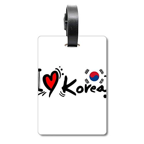 Étiquette d'identification pour valise sac de voyage et bagage cabine I Love Korea