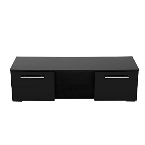 【US-in-Stock】 Modern LED TV Stand with LED Lights Glass Frame, TV Cabinet Television Media Storage Console Table with 2 Drawers Shelves, Living Room Furniture (White, 51.2×13.8×17.7 inch) - Thumbnail 3
