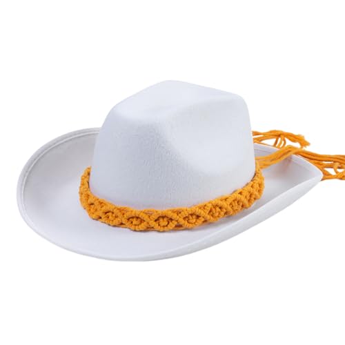 Gissroys Chapeau de cowgirl résistant à l'usure pour femme et homme respirant chapeaux de cowboy ethniques banquets fête photographie chapeau western cowboy...