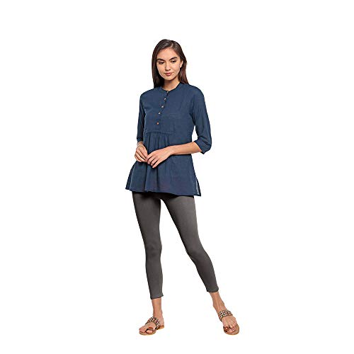 Image of GO COLORS Soft Cotton Stretch Cropped Leggings for Women | Breathable, Mid Rise