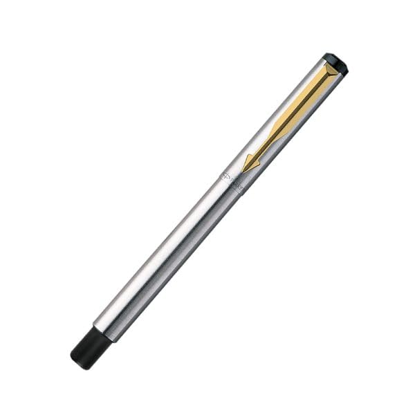 Image of PARKER Vector Stainless Steel with Gold Plated Clip Rollerball + Ball Pen Set